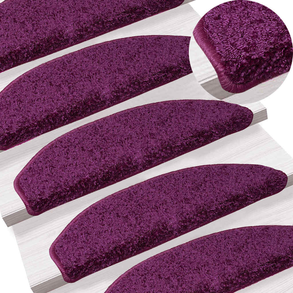 Stair Mats 15 pcs 65x21x4 cm Violet Half Round Large