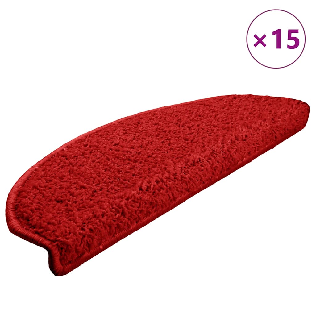 Stair Mats 15 pcs 65x21x4 cm Red Half Round Large