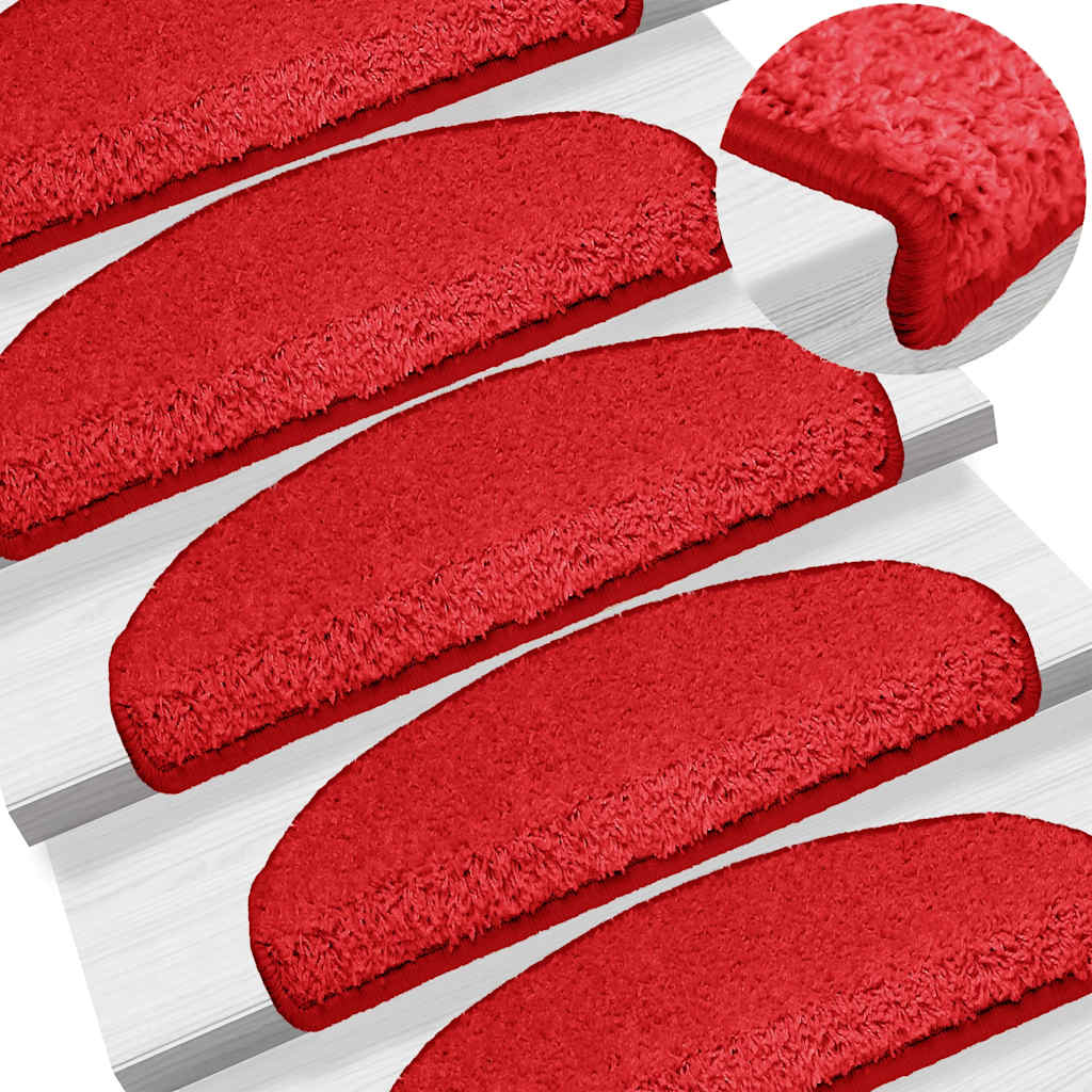 Stair Mats 15 pcs 65x21x4 cm Red Half Round Large
