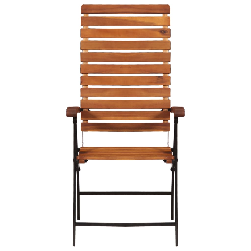 Garden Chair | Set of 2 | Brown and Black | Acacia hardwood and steel