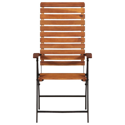 Garden Chair | Set of 2 | Brown and Black | Acacia hardwood and steel