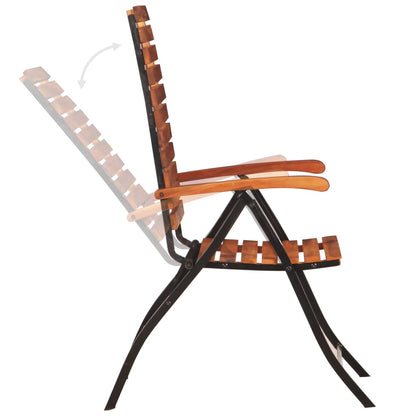 Garden Chair | Set of 2 | Brown and Black | Acacia hardwood and steel