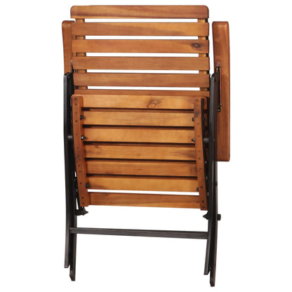 Garden Chair | Set of 2 | Brown and Black | Acacia hardwood and steel
