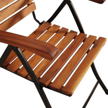 Garden Chair | Set of 2 | Brown and Black | Acacia hardwood and steel