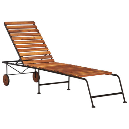 Sun Lounger | Brown | Solid Acacia wood, Steel | Standard