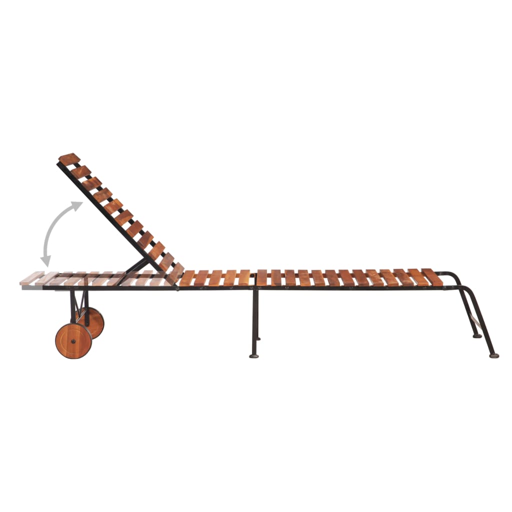 Sun Lounger | Brown | Solid Acacia wood, Steel | Standard