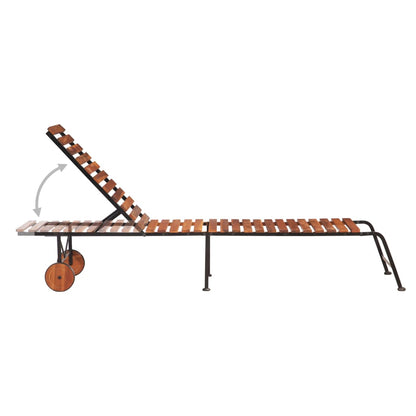 Sun Lounger | Brown | Solid Acacia wood, Steel | Standard