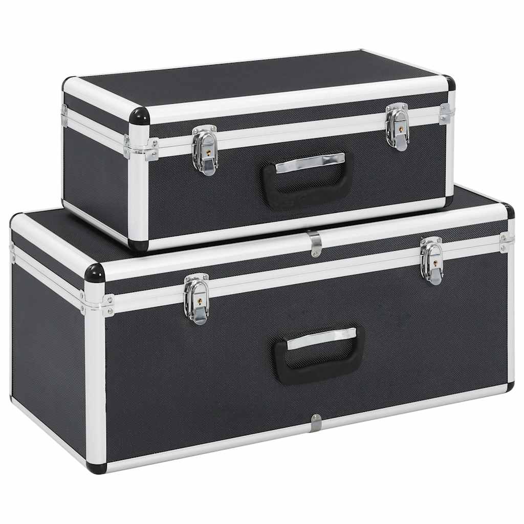 Storage Cases 2 pcs Black Aluminium