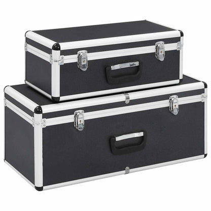 Storage Cases 2 pcs Black Aluminium