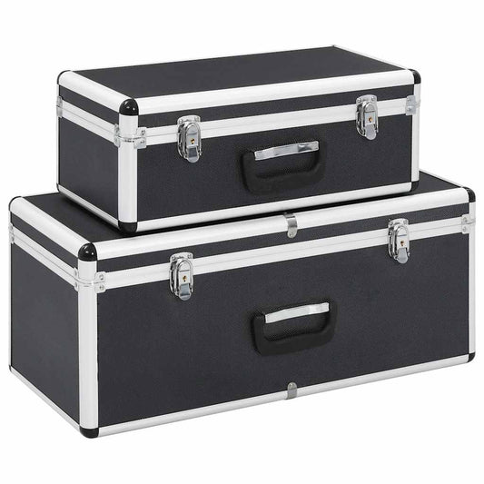 Storage Cases 2 pcs Black Aluminium