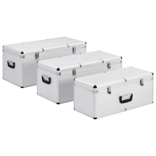 91852 vidaXL Storage Cases 3 pcs Silver Aluminium