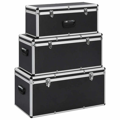 91853 vidaXL Storage Cases 3 pcs Black Aluminium