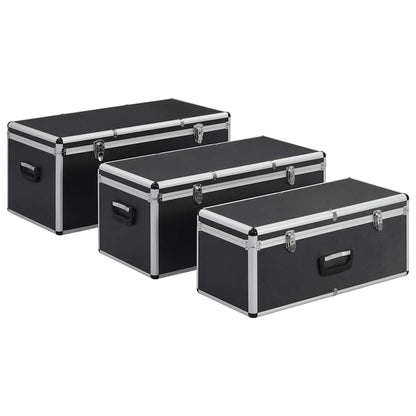 91853 vidaXL Storage Cases 3 pcs Black Aluminium