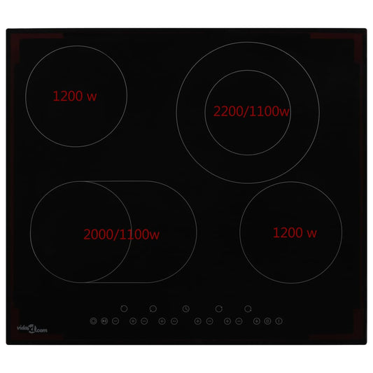 Ceramic Hob with 4 Burners Touch Control 6600 W