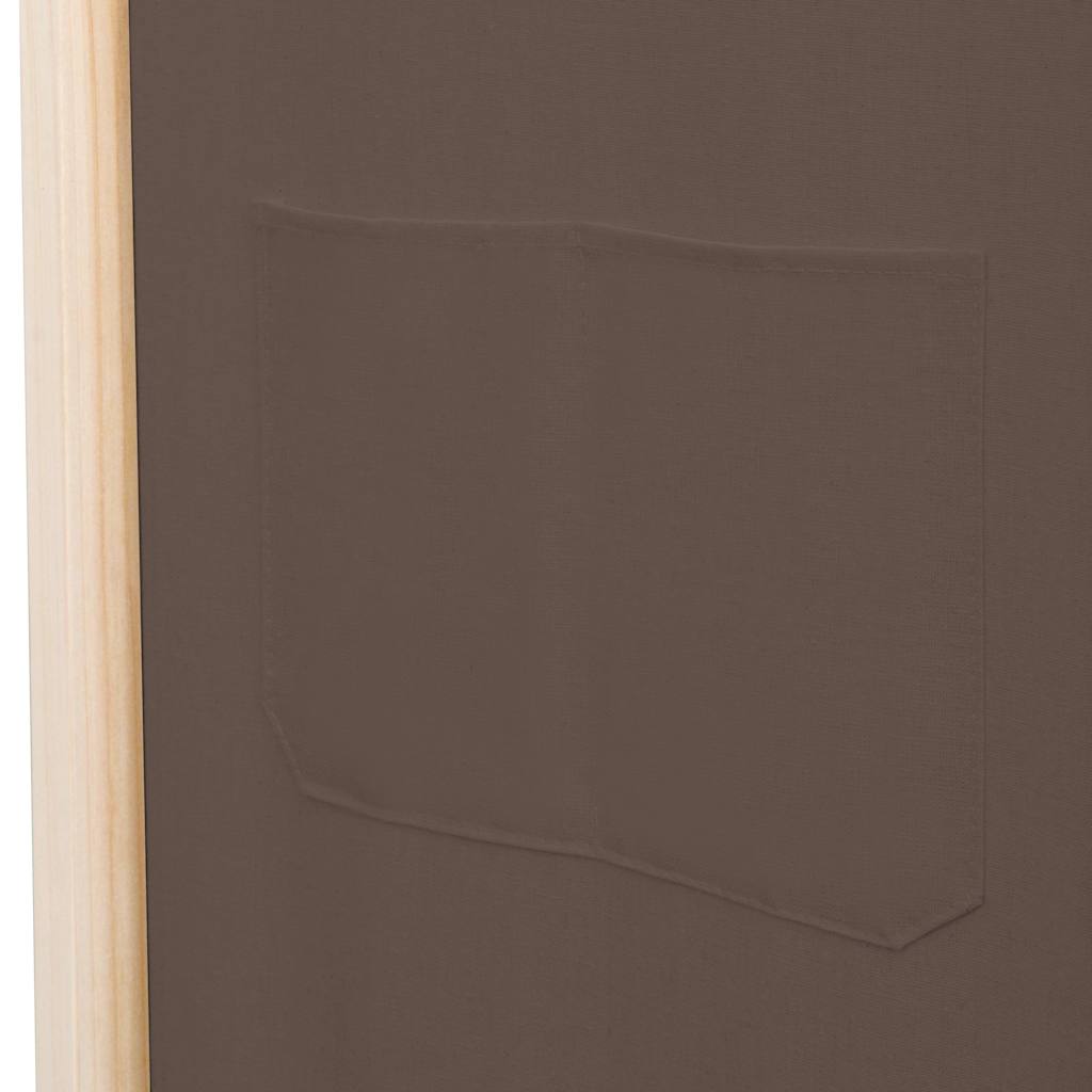 5-Panel Room Divider Brown 200x170x4 cm Fabric