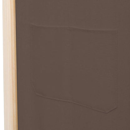 5-Panel Room Divider Brown 200x170x4 cm Fabric
