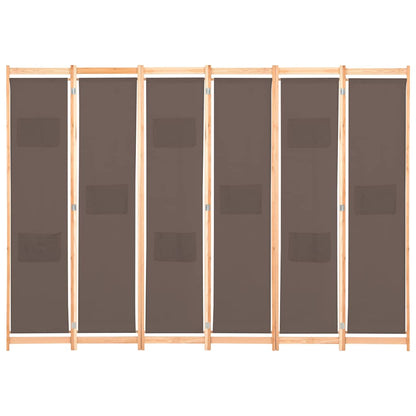 6-Panel Room Divider Brown 240x170x4 cm Fabric