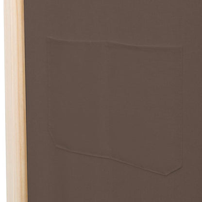 6-Panel Room Divider Brown 240x170x4 cm Fabric