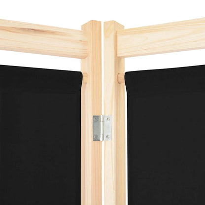 6-Panel Room Divider Black 240x170x4 cm Fabric