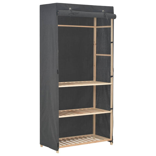 248187 vidaXL 3-Tier Wardrobe Grey 79x40x170 cm Fabric