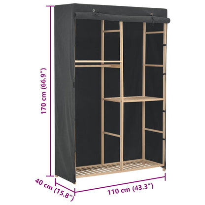 3-Tier Wardrobe Grey 110x40x170 cm Fabric