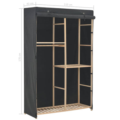 248188 vidaXL 3-Tier Wardrobe Grey 110x40x170 cm Fabric