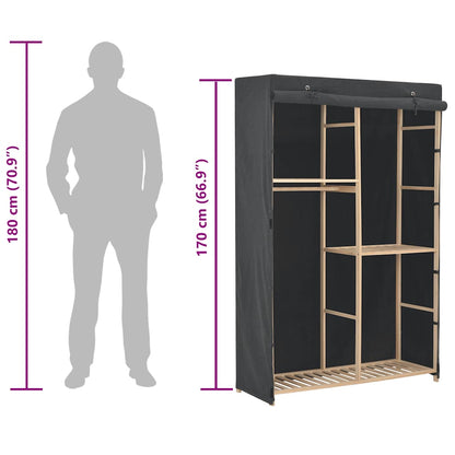 3-Tier Wardrobe Grey 110x40x170 cm Fabric