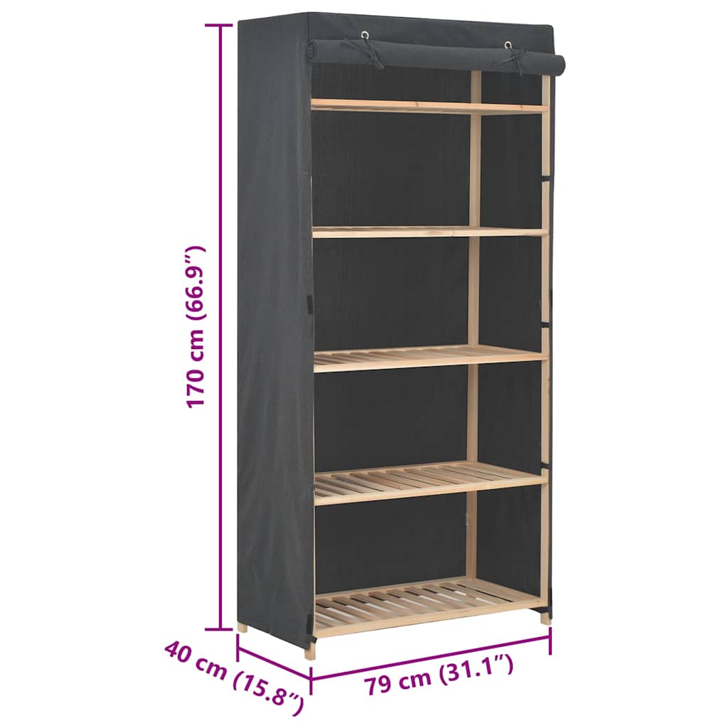 248191 vidaXL Wardrobe Grey 79x40x170 cm Fabric