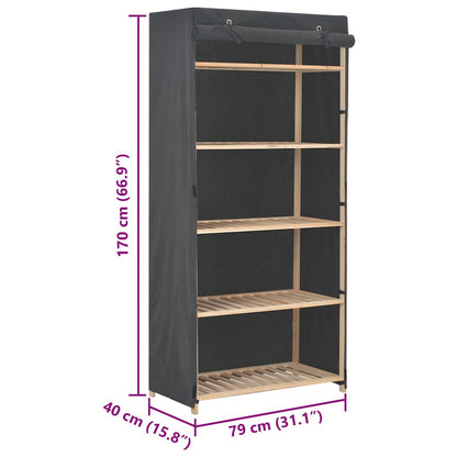 248191 vidaXL Wardrobe Grey 79x40x170 cm Fabric