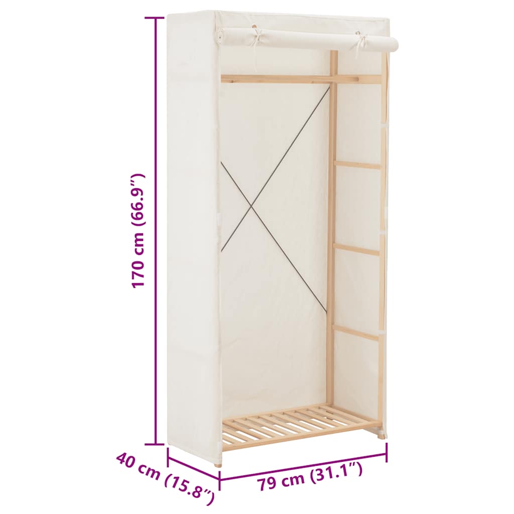 Wardrobe White 79x40x170 cm Fabric