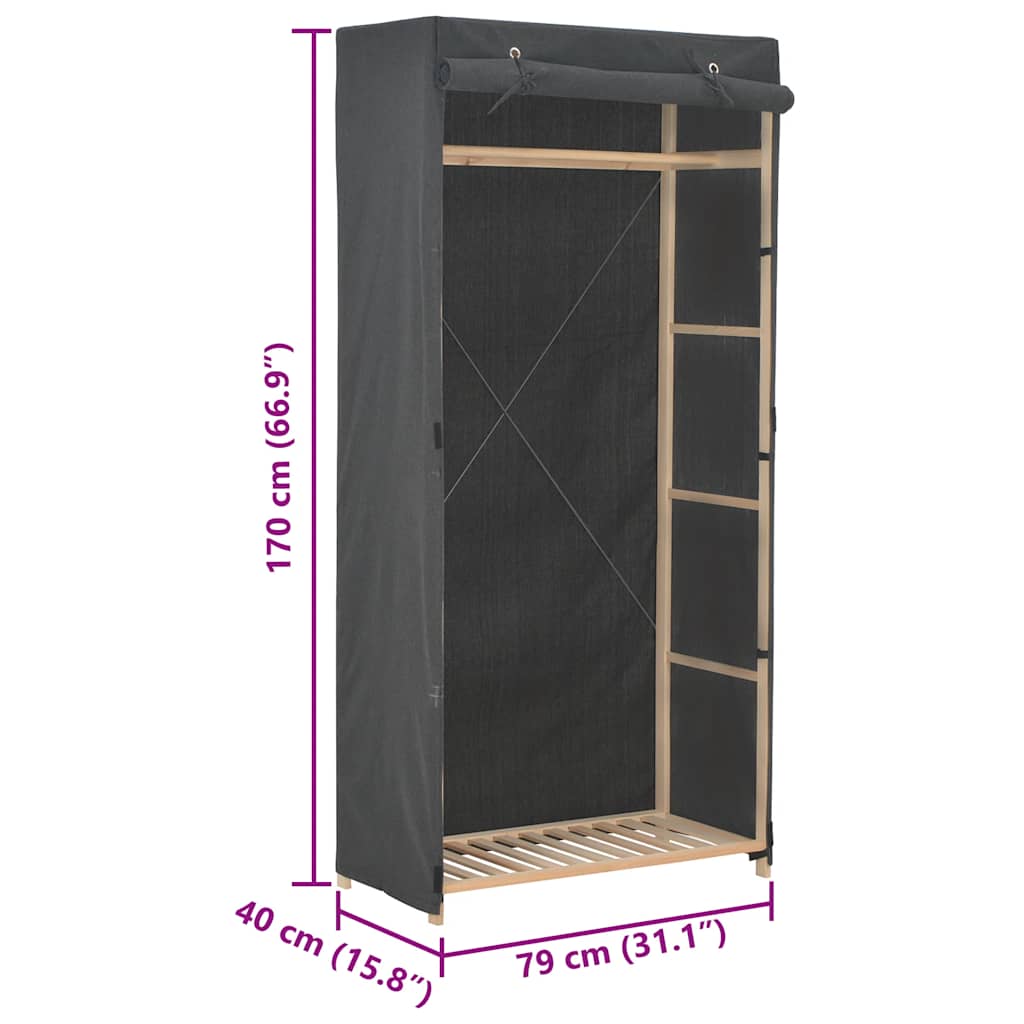 Wardrobe Grey 79x40x170 cm Fabric
