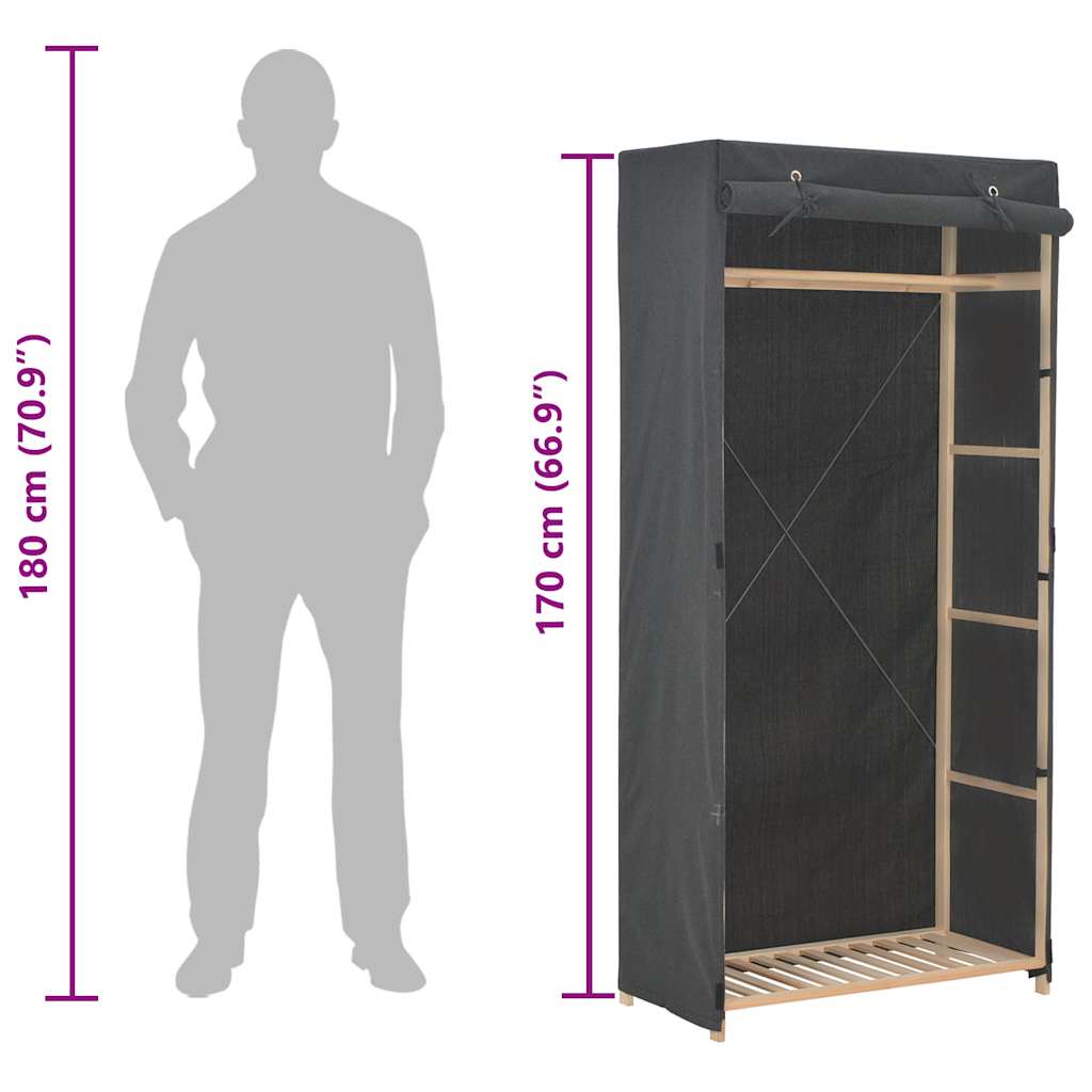 248193 vidaXL Wardrobe Grey 79x40x170 cm Fabric