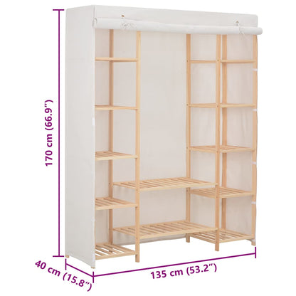 248196 vidaXL Wardrobe White 135x40x170 cm Fabric