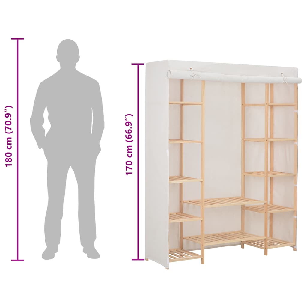 248196 vidaXL Wardrobe White 135x40x170 cm Fabric