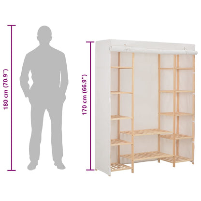 248196 vidaXL Wardrobe White 135x40x170 cm Fabric