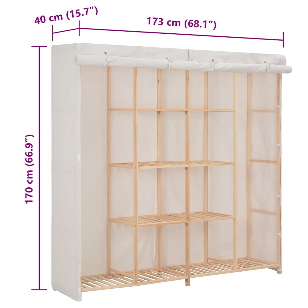 Wardrobe White 173x40x170 cm Fabric