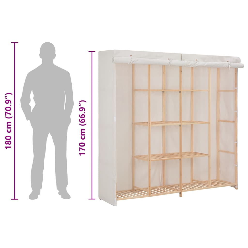 Wardrobe White 173x40x170 cm Fabric