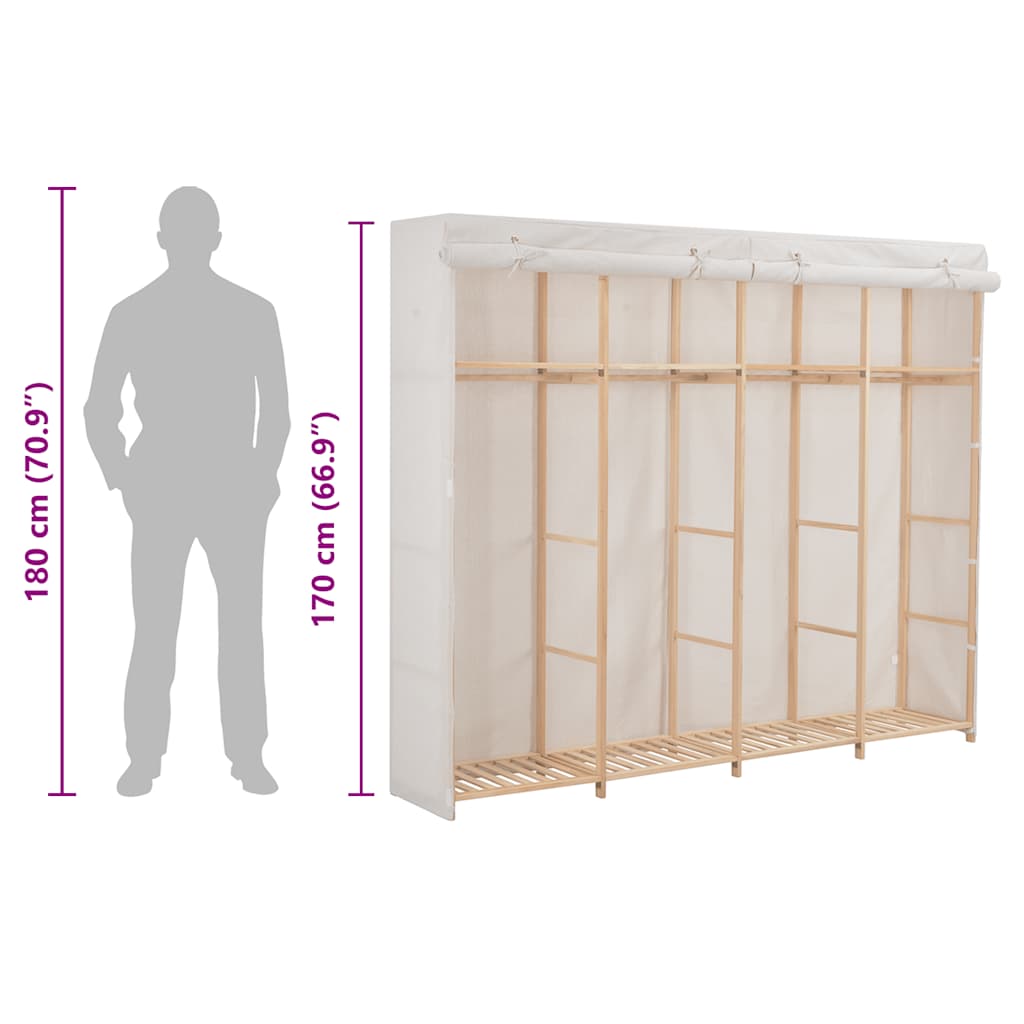 Wardrobe White 200x40x170 cm Fabric