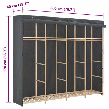 248201 vidaXL Wardrobe Grey 200x40x170 cm Fabric