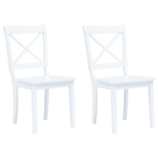 Dining Chair | Set of 2 | White | Solid rubber wood | Standard | Durable