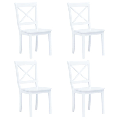 Dining Chairs 4 pcs White Solid Rubber Wood