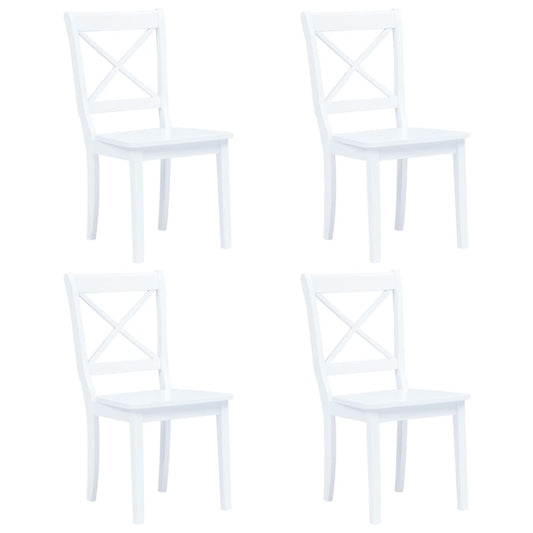 Dining Chair | Set of 4 | White | Solid rubber wood | Standard