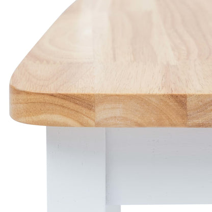 Dining Chair | Set of 4 | White and Natural Wood | Solid rubber wood