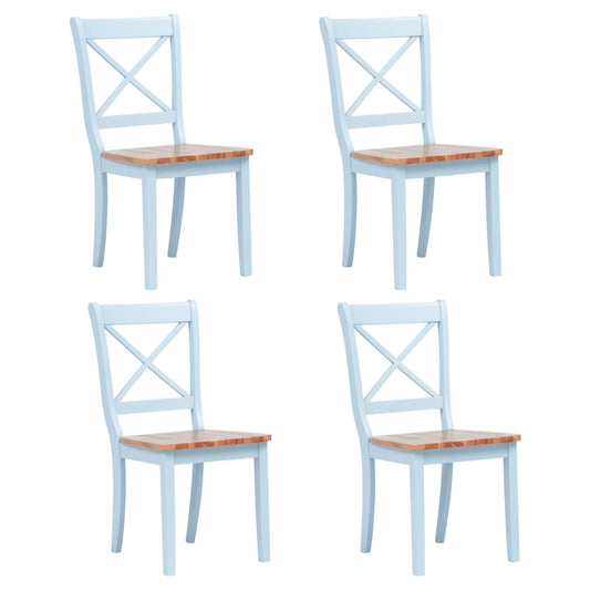 Dining Chair | Set of 4 | Grey and natural | Solid rubber wood | Standard
