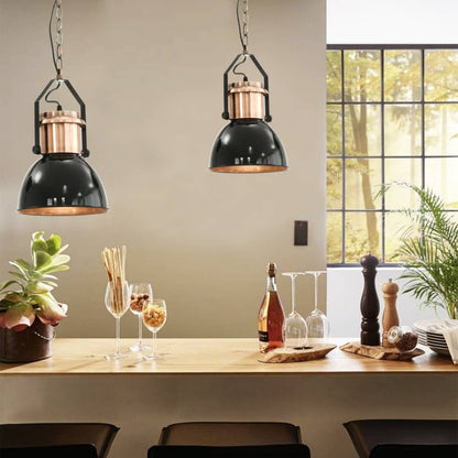 Ceiling Lamp |  Set of 2 | Black and Copper | Metal | Medium