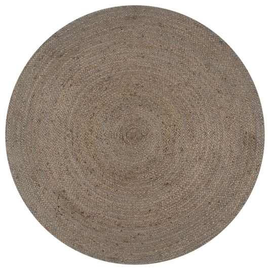 Area Rug | Grey | Braided jute | 90 cm | Durable | Jute Rug | Round