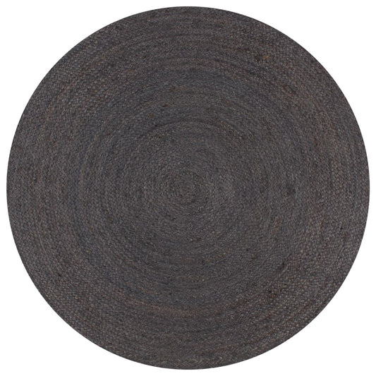 Area Rug | Dark Grey | Jute | 90 cm | Stylish | Round | Artisanal Modern