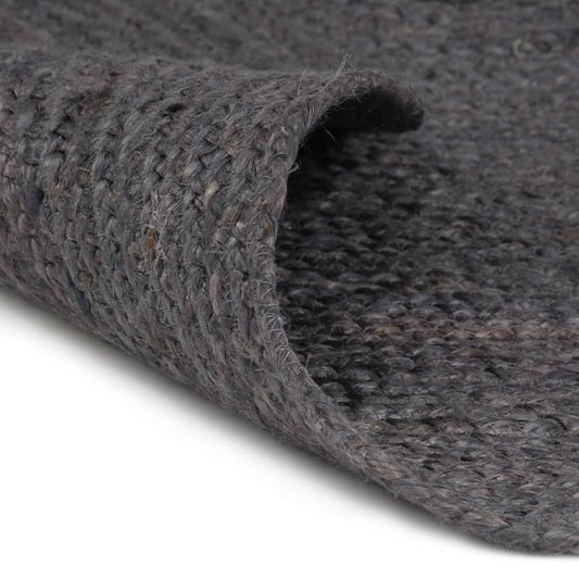 Area Rug | Dark Grey | Jute | 90 cm | Stylish | Round | Artisanal Modern