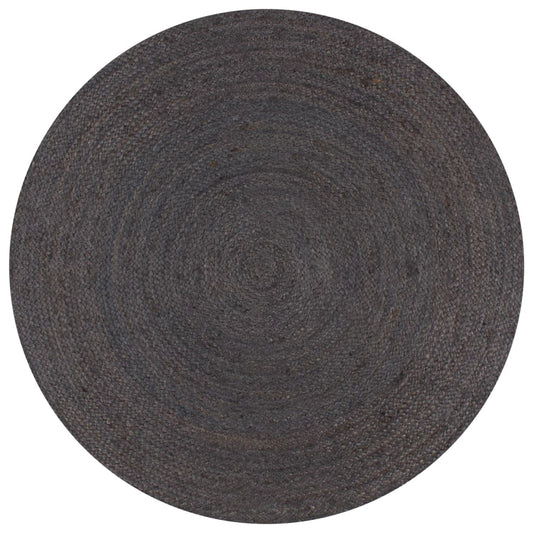 Area Rug | Dark Grey | Braided Jute | 120 cm | Durable | Area Rug | Round