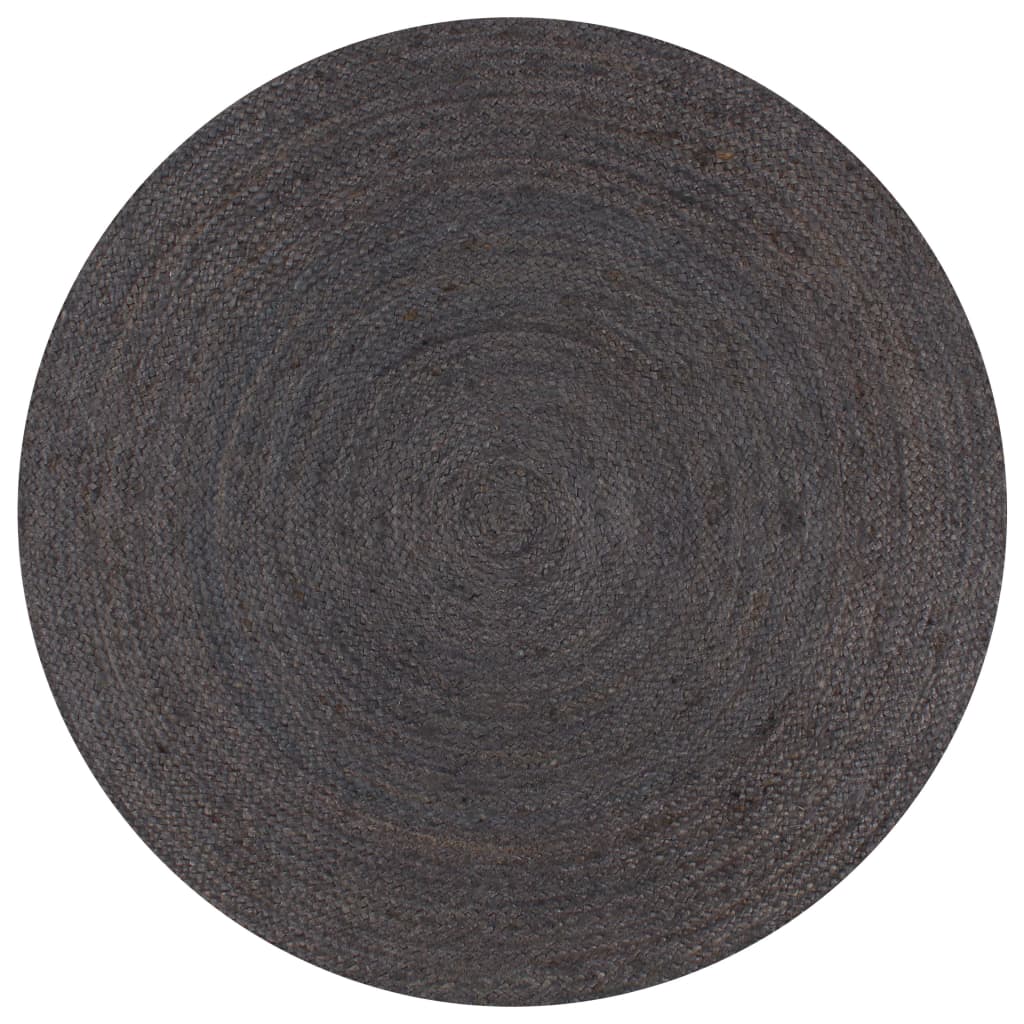 Handmade Rug Jute Round 150 cm Dark Grey